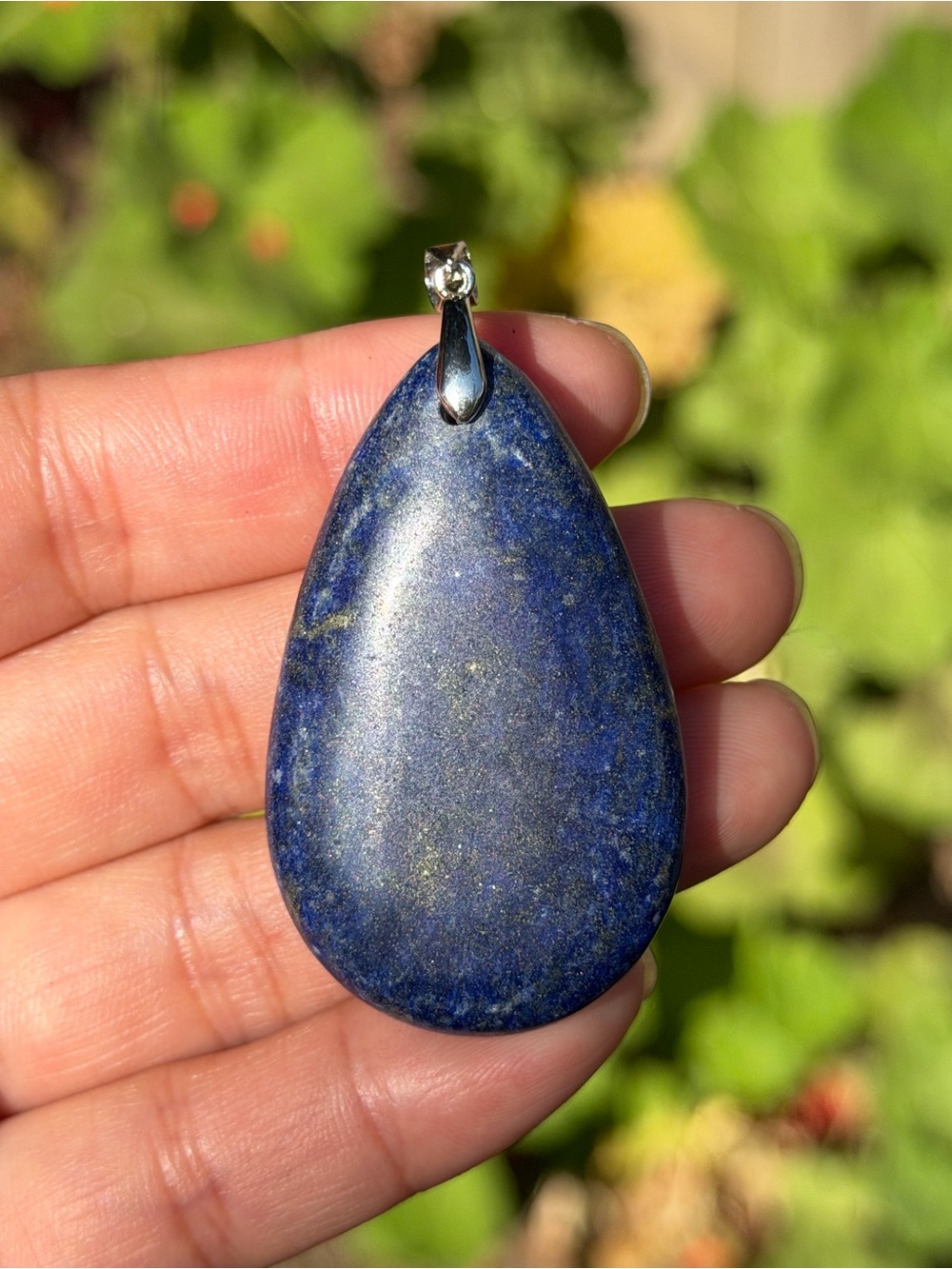 Lapis Lazuli Teardrop Pendant Necklace - Deep Blue Stone Palo - Picture 5 of 5